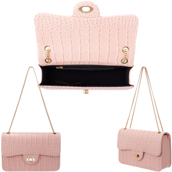 Jacobsz Atelier Essentials · Croco Shoulder Bag · Beige | Zwart | Roze