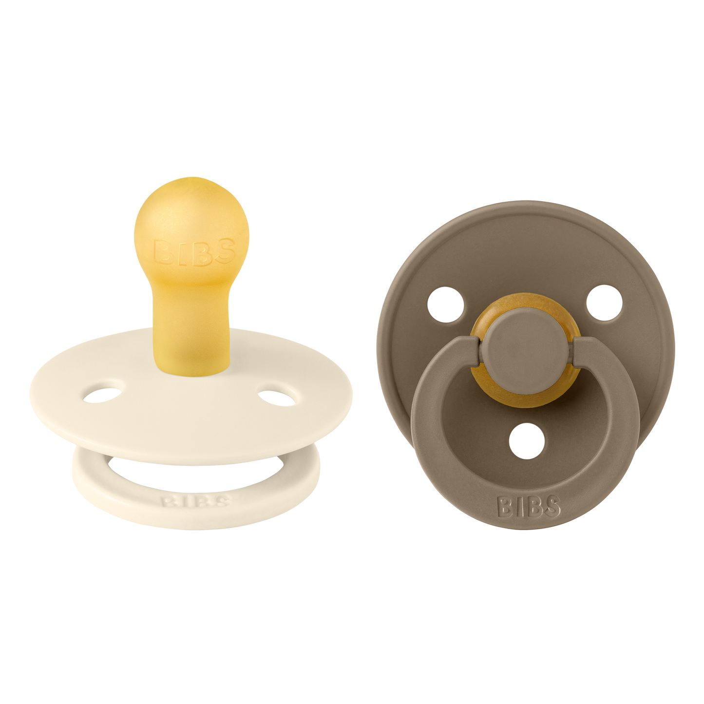 BIBS Colour Fopspeen Round | Ivory & Dark Oak | Maat 1 | 0+ maanden | 2-pack
