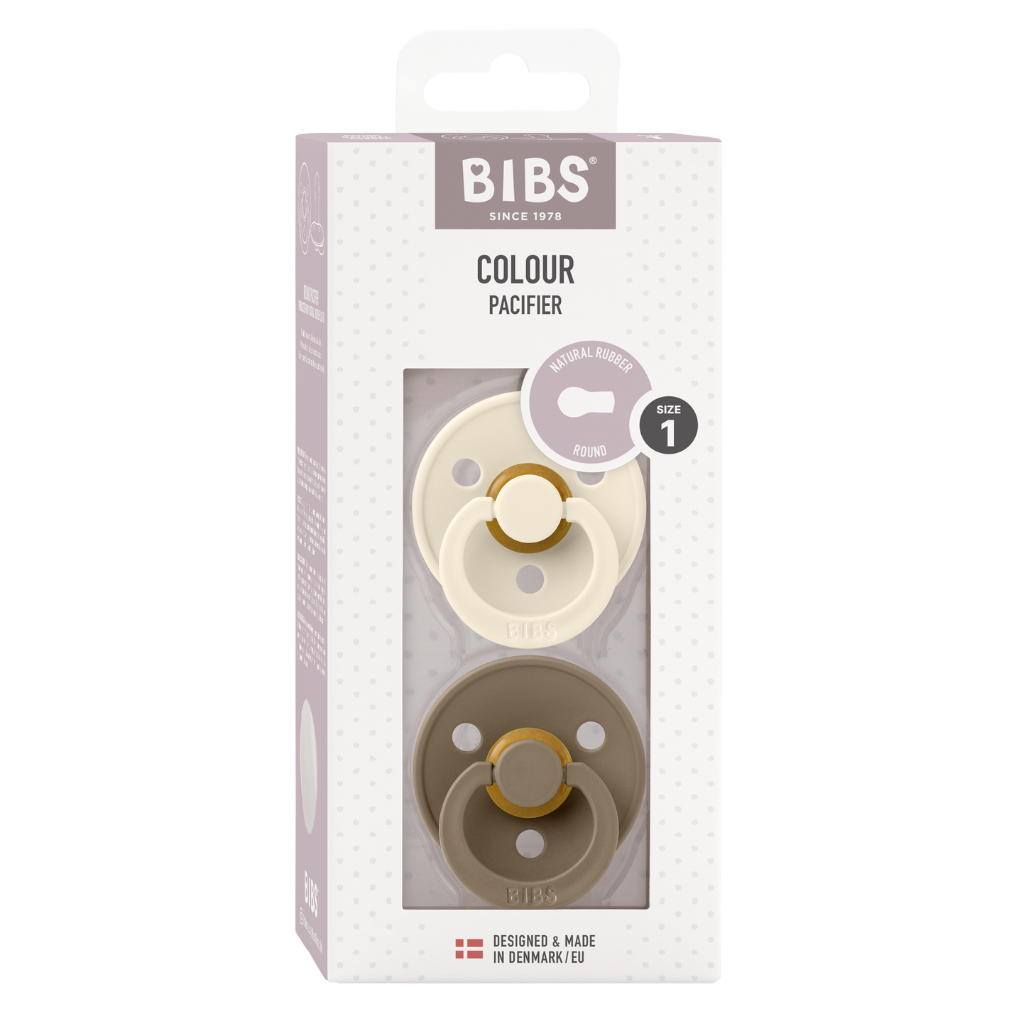 BIBS Colour Fopspeen Round | Ivory & Dark Oak | Maat 1 | 0+ maanden | 2-pack