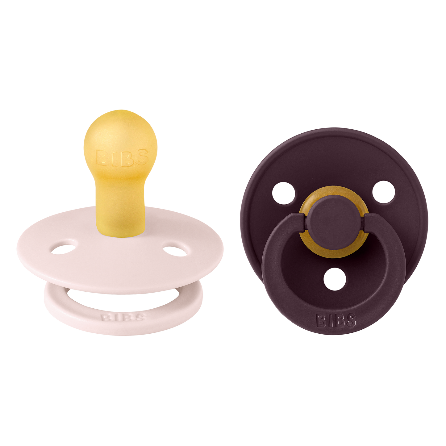 BIBS Colour Fopspeen Round | Petal & Plum | Maat 1 | 0+ maanden | 2-pack