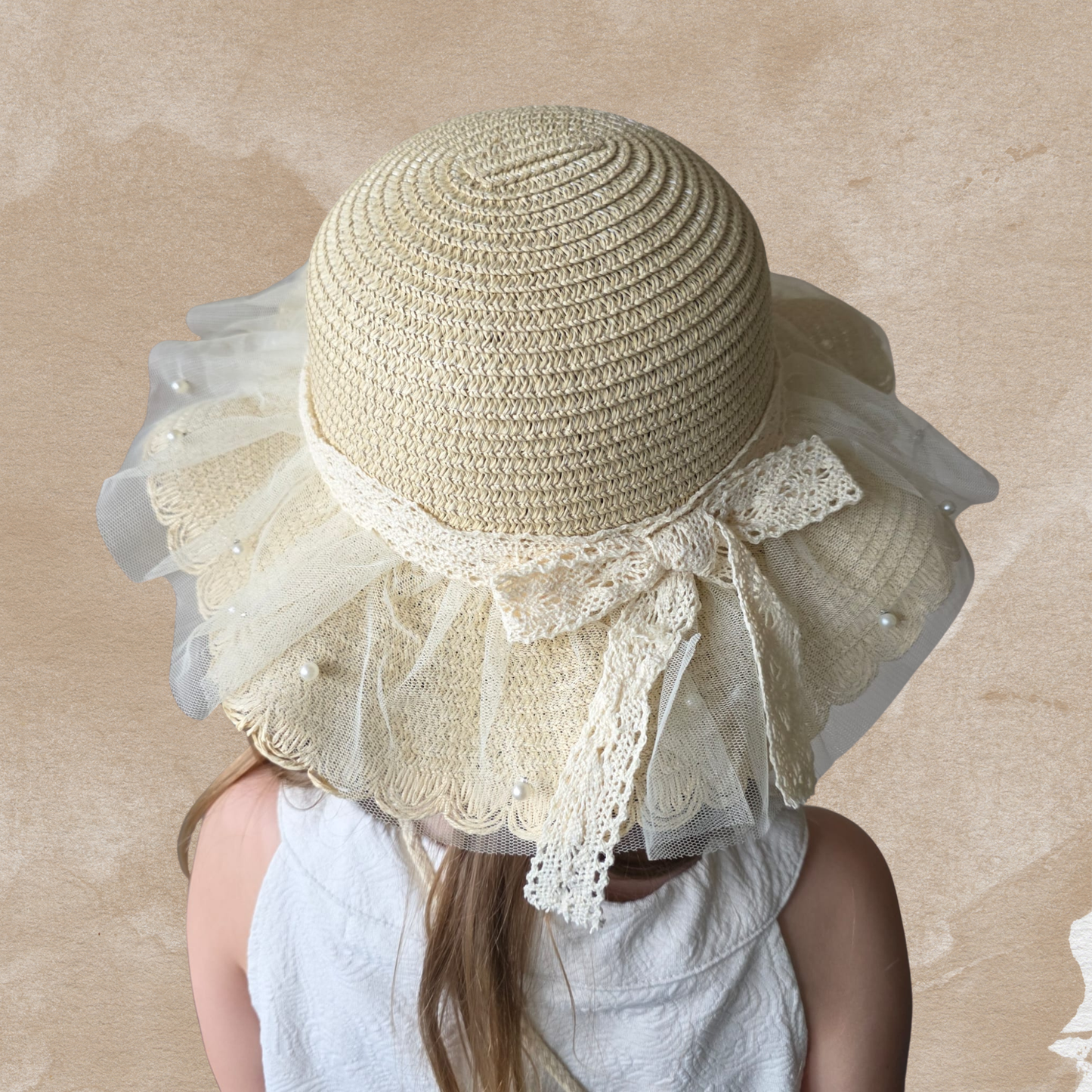 Petite Summer Lace Hat – Kinder Zonnehoed Beige | Jacobsz Atelier