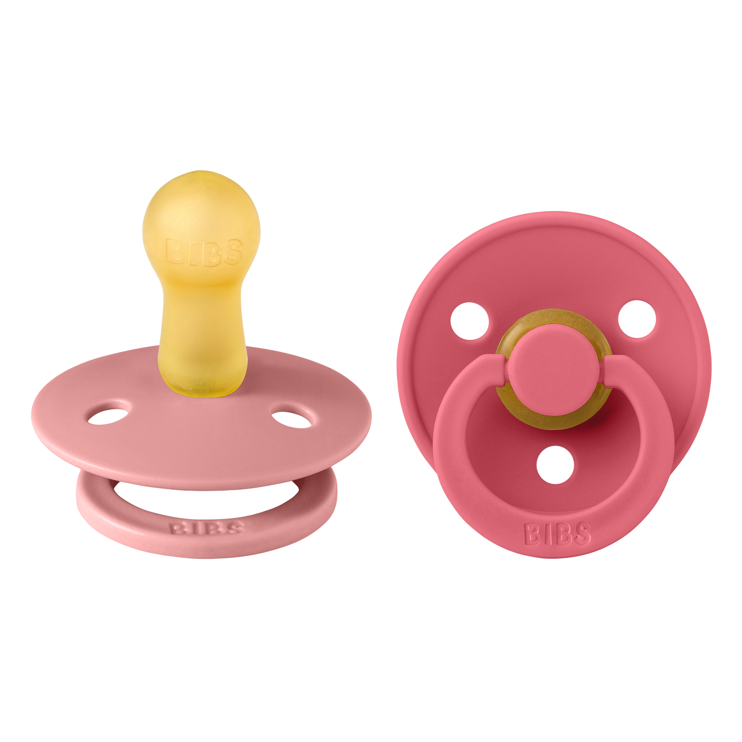 BIBS Colour Fopspeen Round | Dusty Pink & Coral | Maat 2 | 6+ maanden | 2-pack