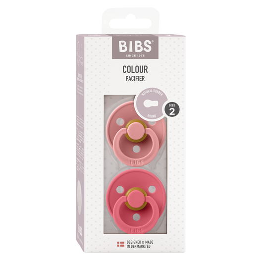 BIBS Colour Fopspeen Round | Dusty Pink & Coral | Maat 2 | 6+ maanden | 2-pack