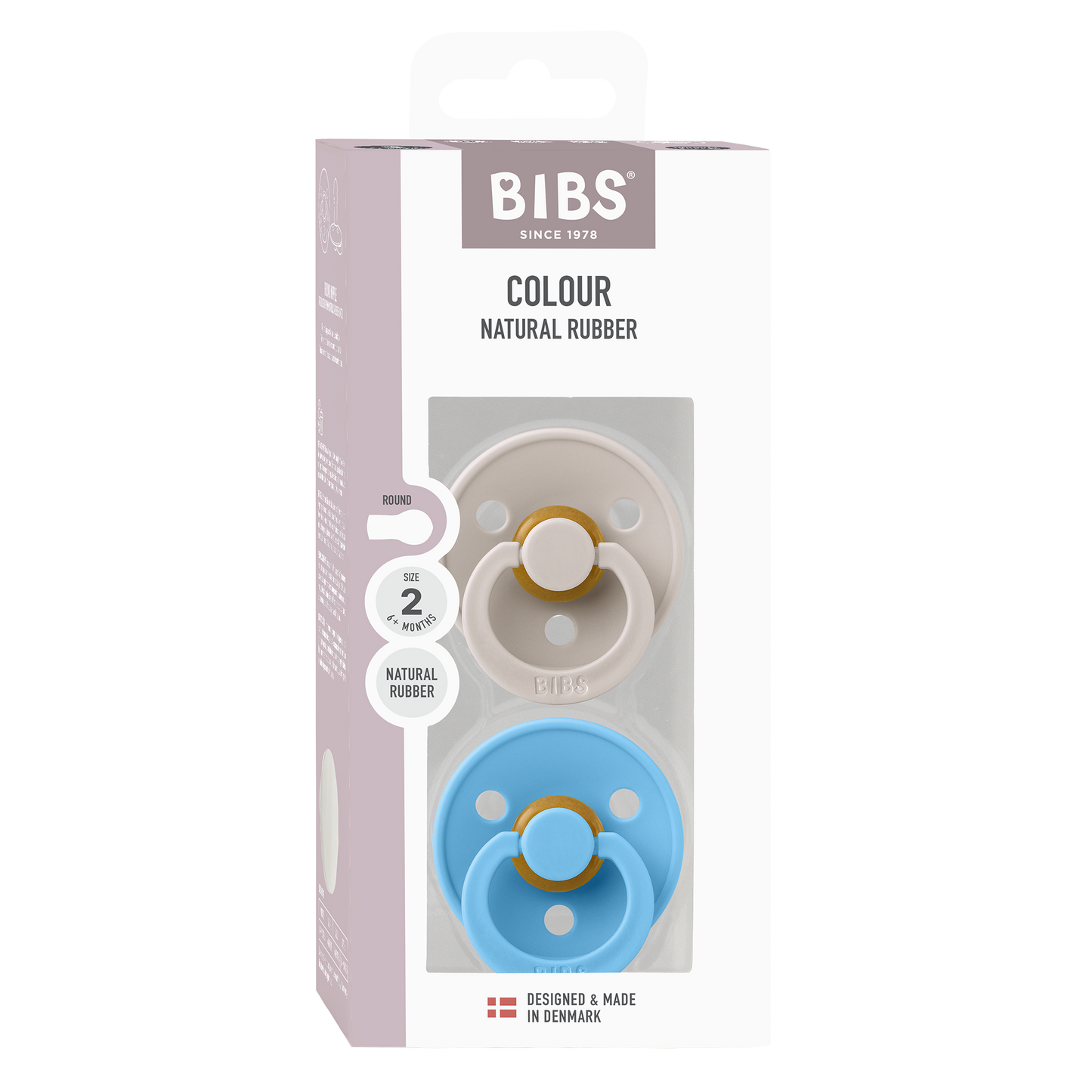 BIBS Colour Fopspeen Round | Mushroom & Breeze | Maat 2 | 6+ maanden | 2-pack