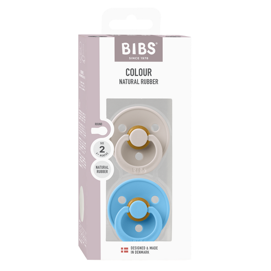 BIBS Colour Fopspeen Round | Mushroom & Breeze | Maat 2 | 6+ maanden | 2-pack