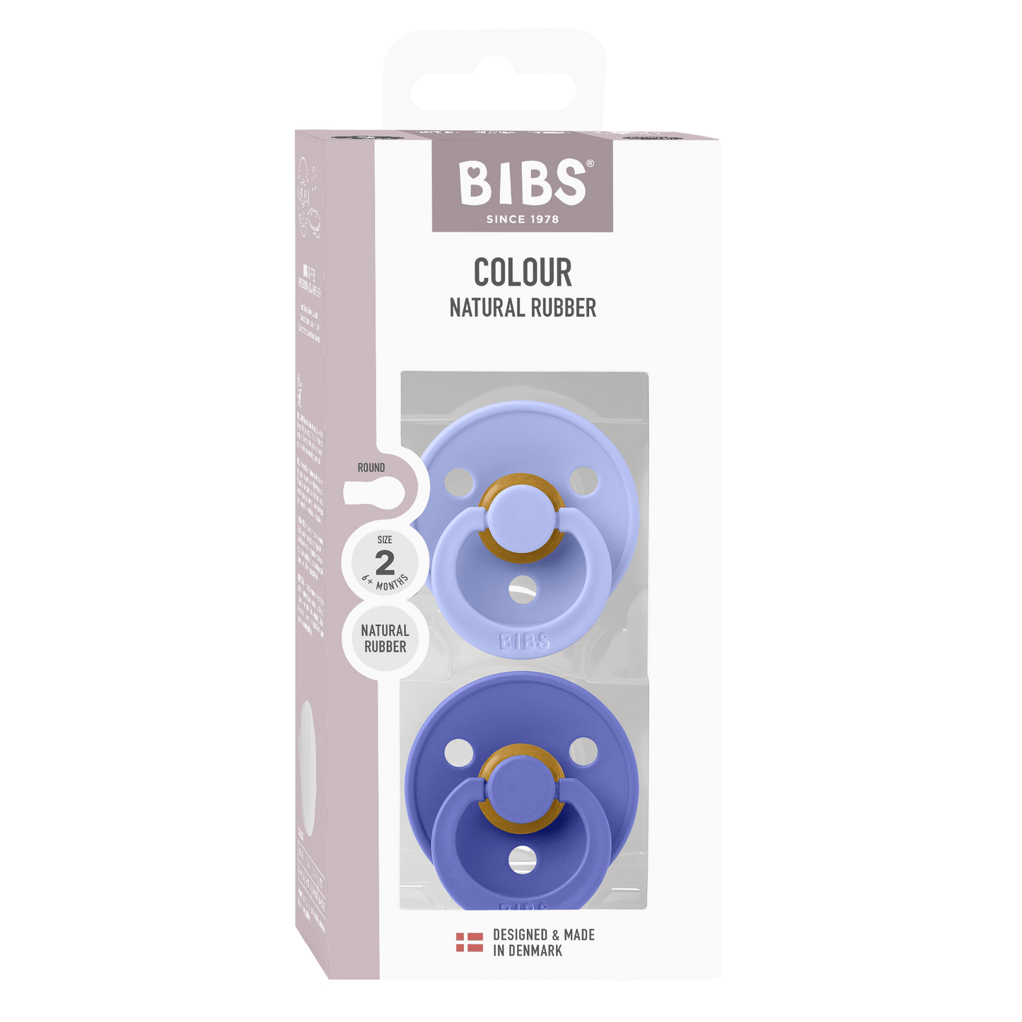 BIBS Colour Fopspeen Round | Hush & Grape | Maat 2 | 6+ maanden | 2-pack