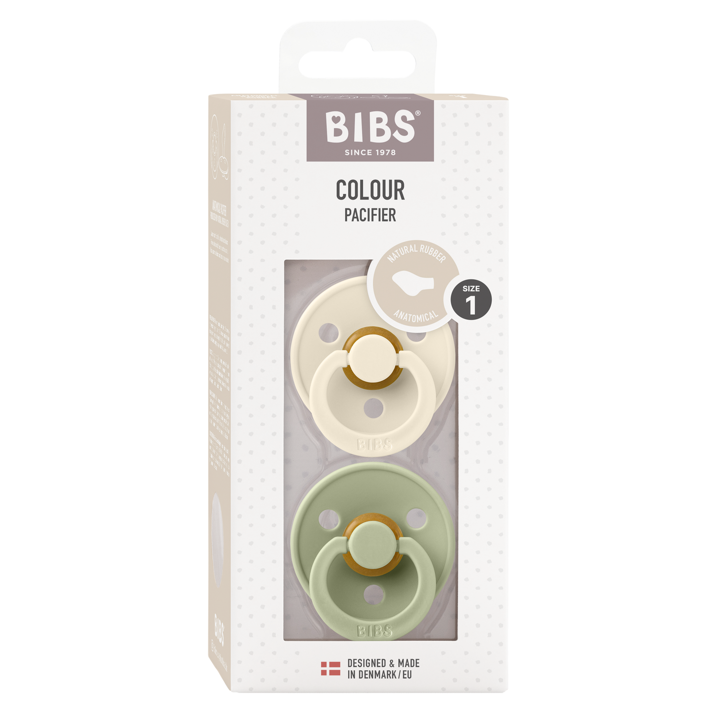 BIBS Colour Fopspeen Anatomical | Ivory & Sage | Maat 1 | 0+ maanden | 2-pack