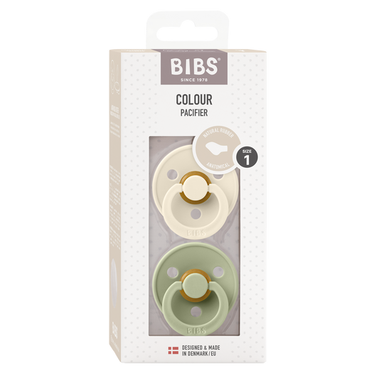 BIBS Colour Fopspeen Anatomical | Ivory & Sage | Maat 1 | 0+ maanden | 2-pack