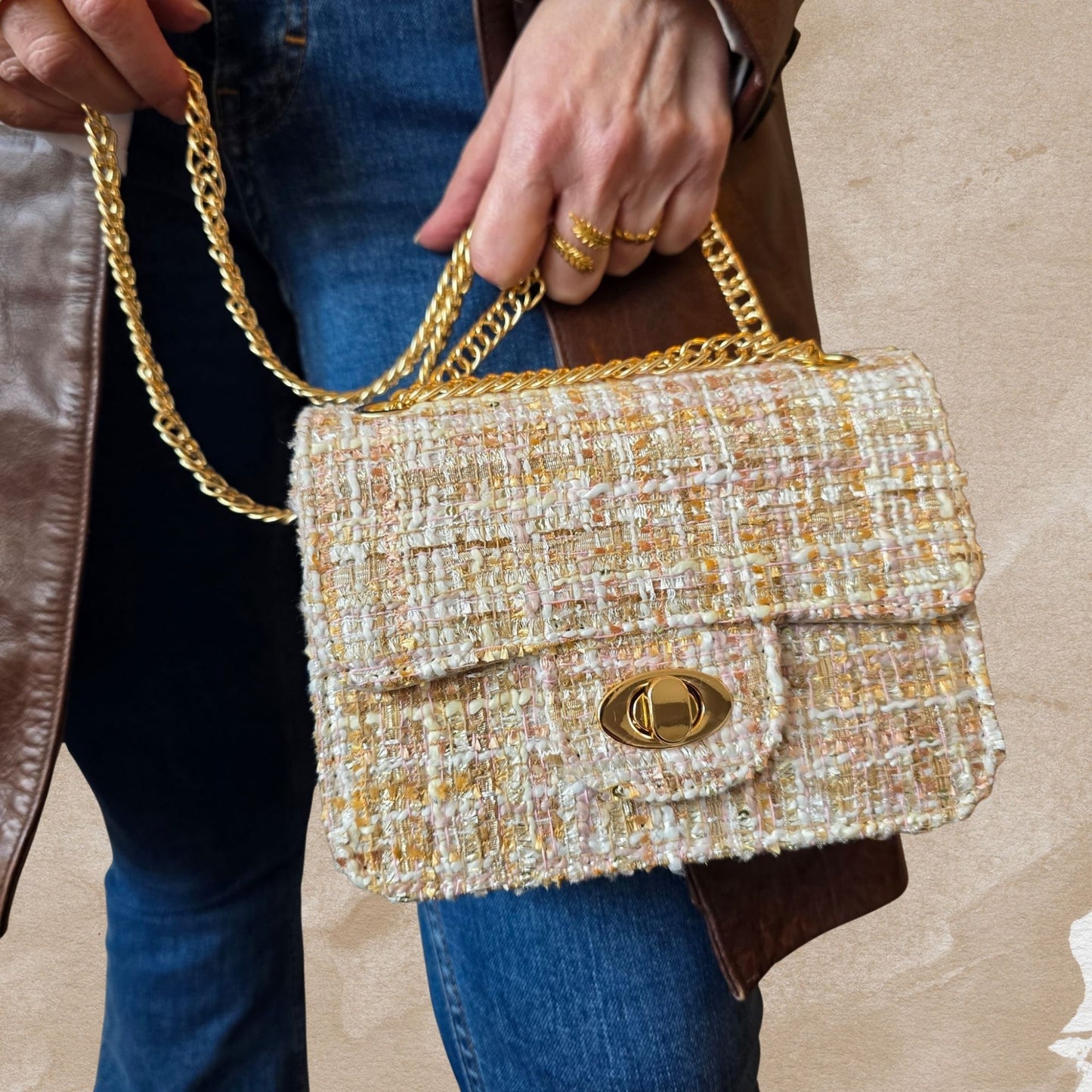 Jacobsz Atelier Essentials · Tweed Chain Bag · Beige