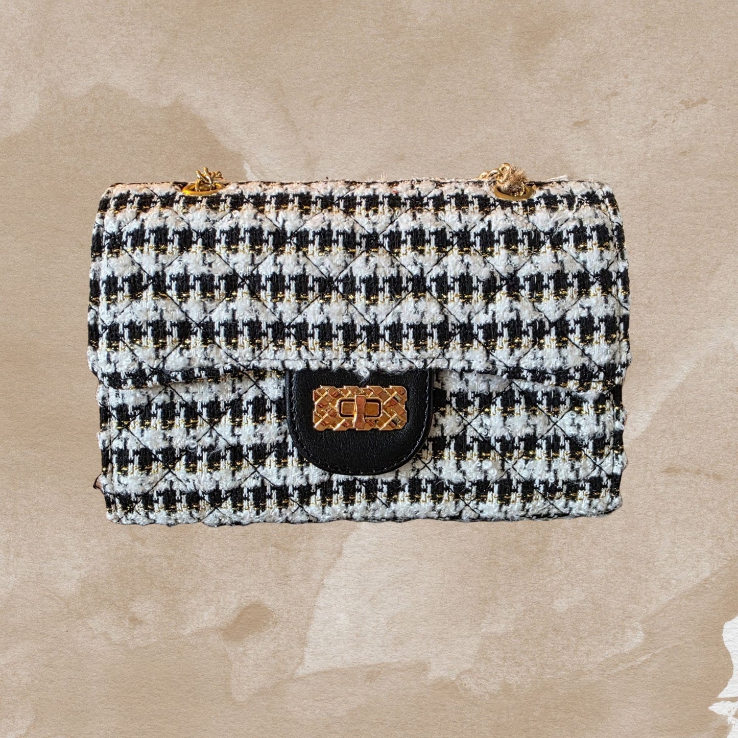 Jacobsz Atelier Essentials · Houndstooth Chain Crossbody Bag · Black & White