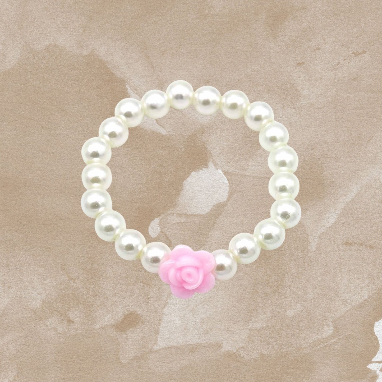 kinder armband parel met roze roos – Jacobsz Atelier