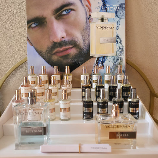 Yodeyma parfum collectie display