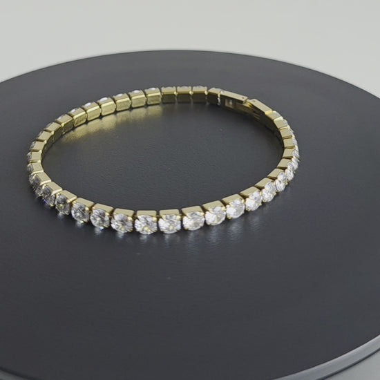 Verfijnde tennis bracelet van Jacobsz Atelier Doré met schitterende stenen en luxe gouden afwerking.